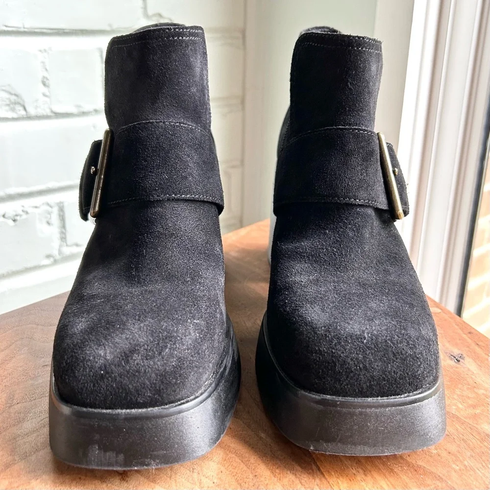 Vagabond Brooke Suede Metal Buckle‎ Square Toe Block Heel 9 39 Black